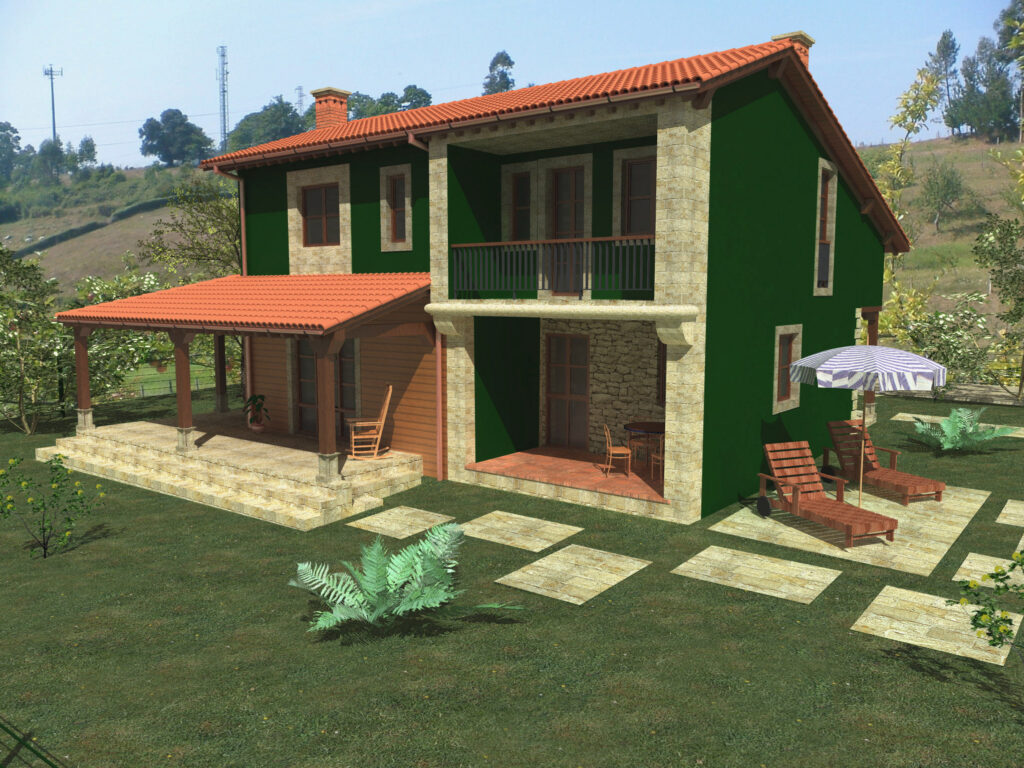 Dibujo de futura casa color verde